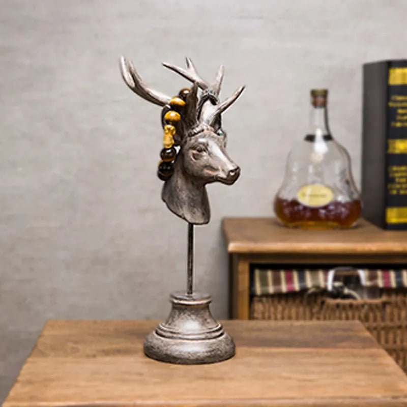 32cm tall resin animal figurine in black, white or wood colour for shelf decoration