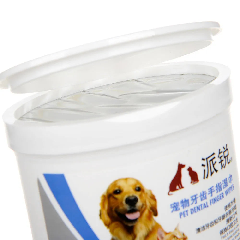 Finger sleeve pet wipes box for cleaning teeth, eyes and ears, 50 or 100 pieces, 8.2cm x 5.8cm x 8.5cm