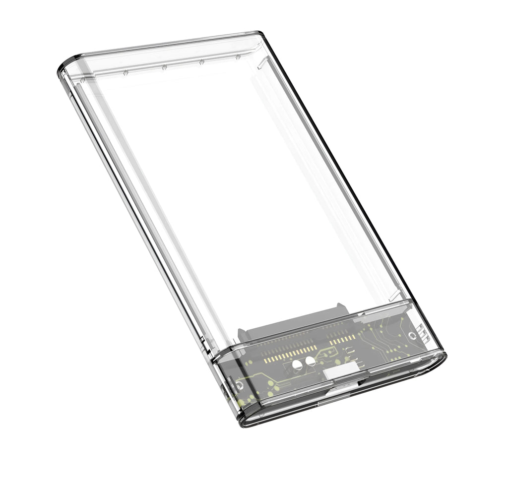 Transparent PC hard disk box for 2.5 inch SATA drives up to 4TB with USB interface