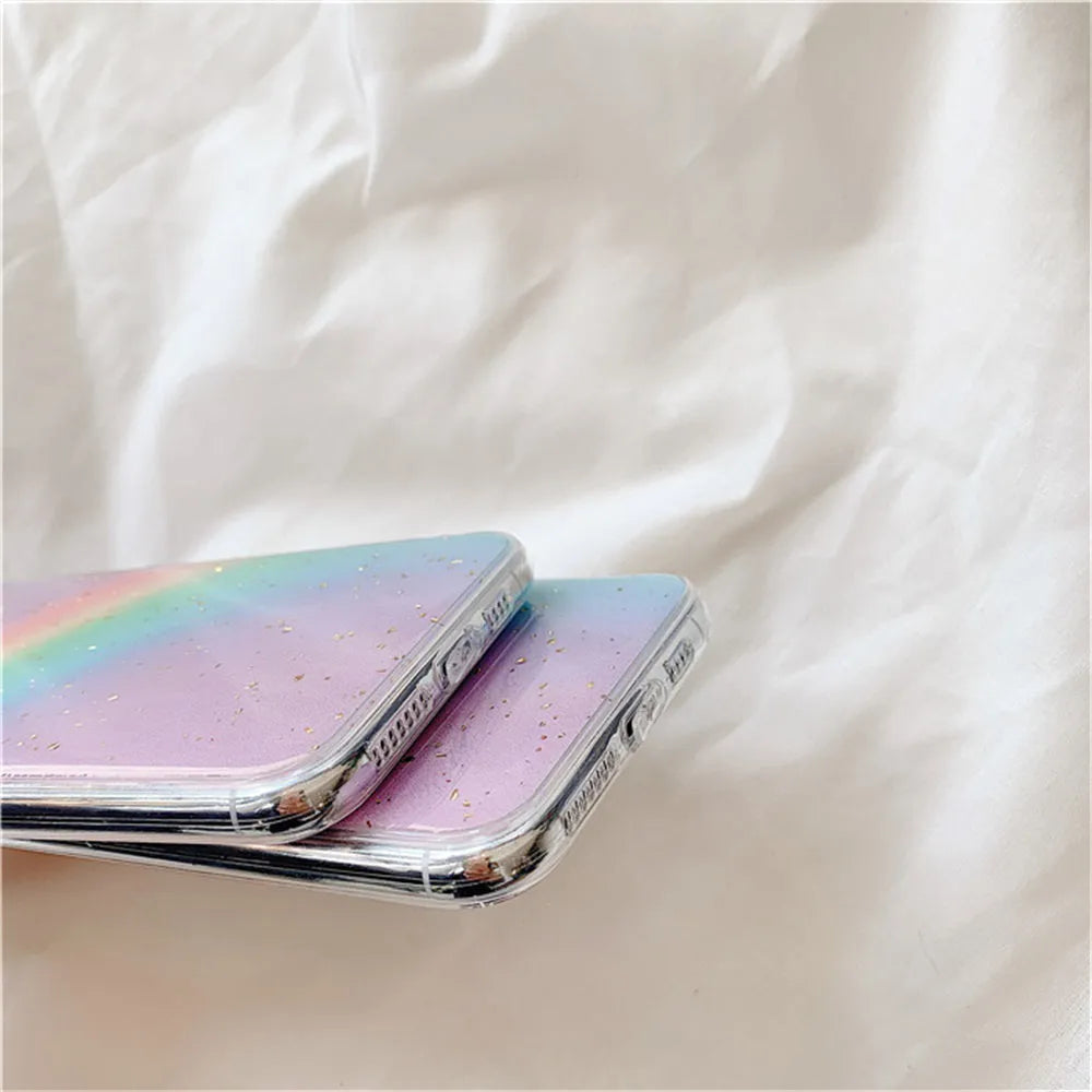 Rainbow gradient striped TPU protective case for iPhone