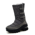 Women's outdoor plus velvet high top snow boots in black with PU air cushion sole and 5cm heel