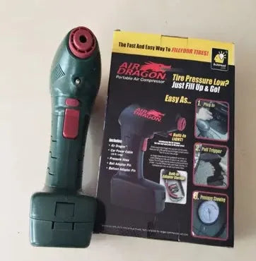 Portable 12V electric car tyre inflator pump with power cable and air hose