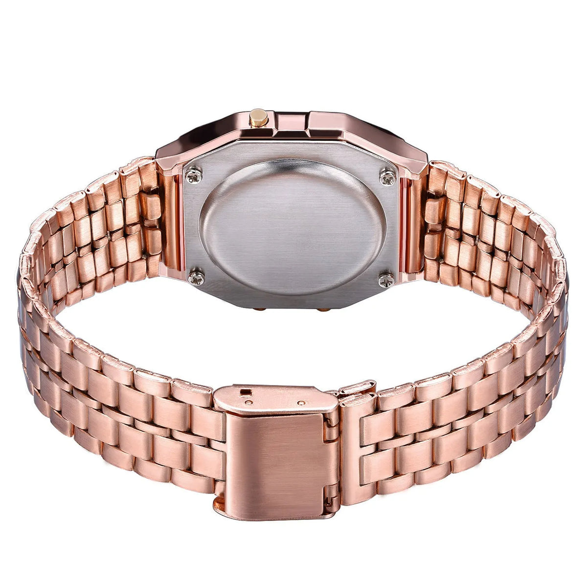 WR F91W electronic watch with stainless steel band and square plastic dial