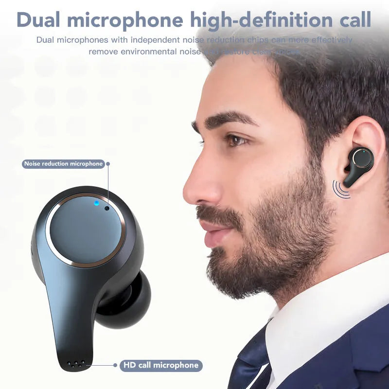 Wireless Bluetooth headset with ANC noise cancellation in black or white colour options
