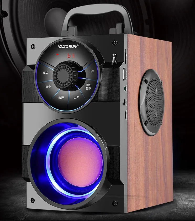 Black portable mini home audio system with subwoofer, satellite speakers and 1.2 metre connection cable