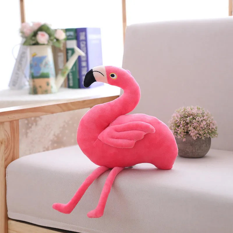 Pink flamingo plush toy with short plush fabric and PP cotton filling, 24cm length