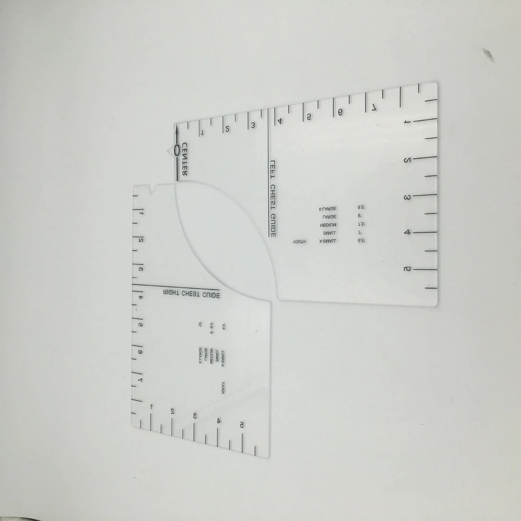 Transparent acrylic sewing ruler with 10x6 inch dimensions for fabric measurement