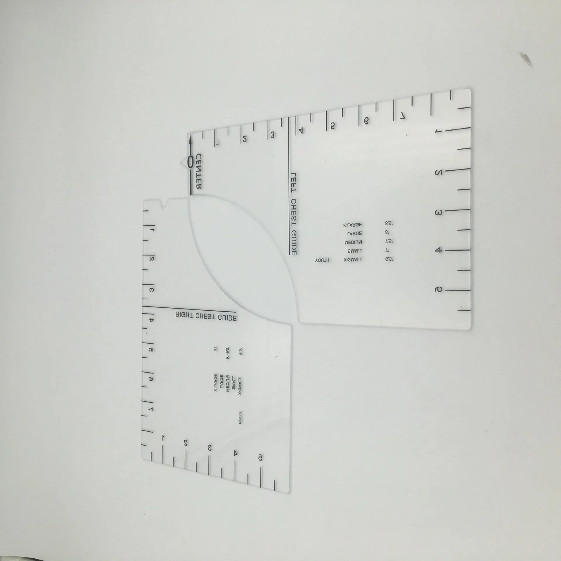 Transparent acrylic sewing ruler with 10x6 inch dimensions for fabric measurement