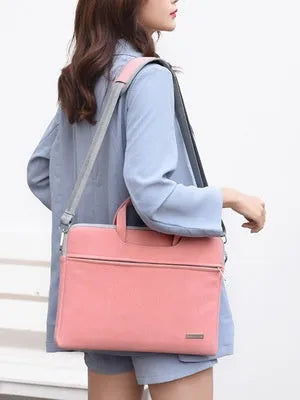 PU leather laptop bag for 13.3 inch MacBook Air with removable shoulder strap, available in black, dark grey, grey, pink
