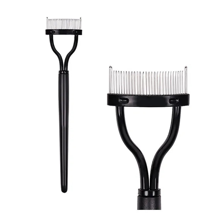 Collapsible eyelash comb with steel needle, 3x14cm, in OPP bag packaging