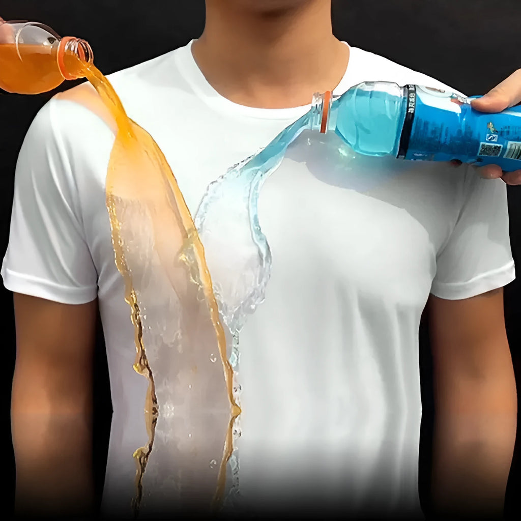Quick-drying waterproof anti-fouling half sleeve round neck T-shirt in white, black or blue, loose fit, sizes S to 5XL