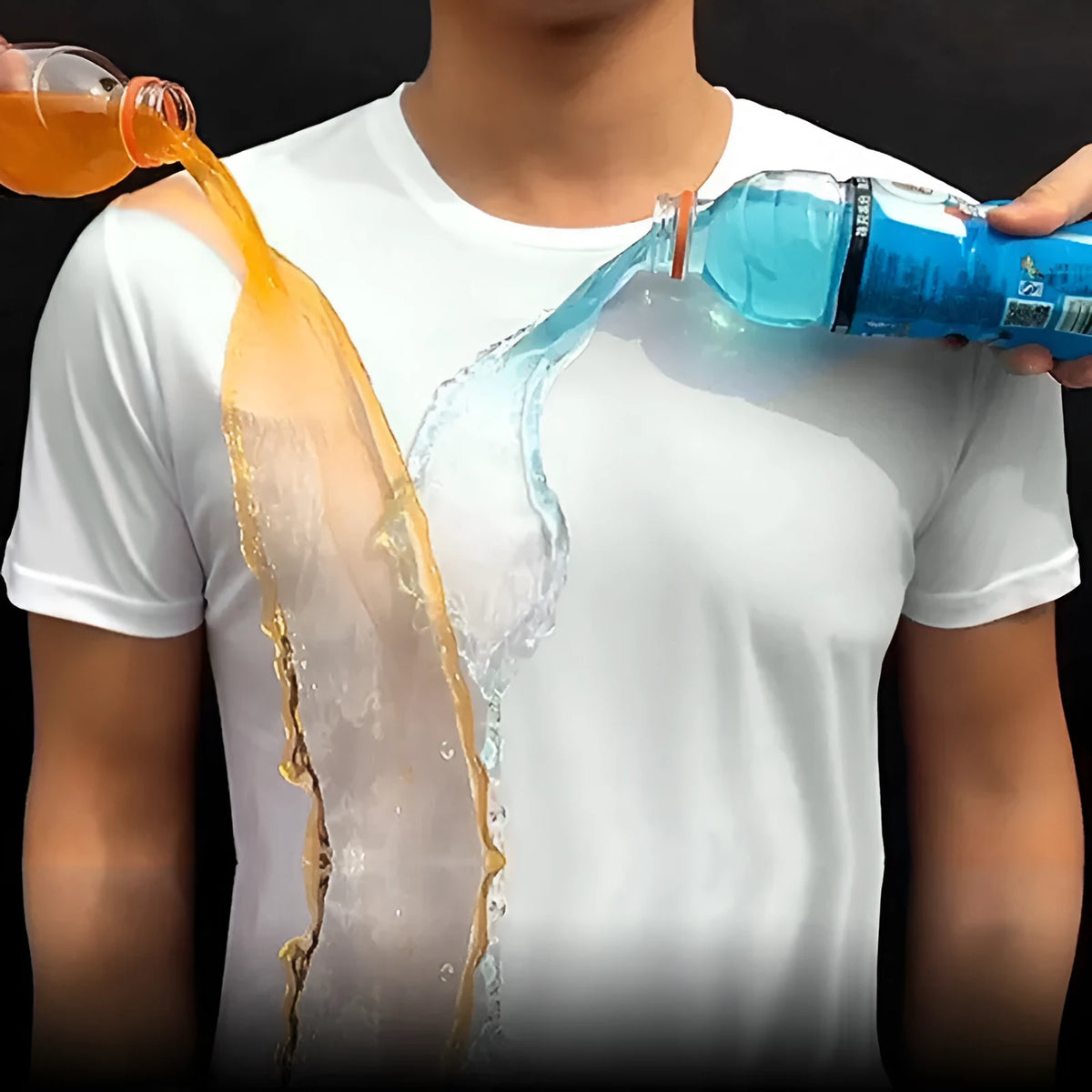 Quick-drying waterproof anti-fouling half sleeve round neck T-shirt in white, black or blue, loose fit, sizes S to 5XL
