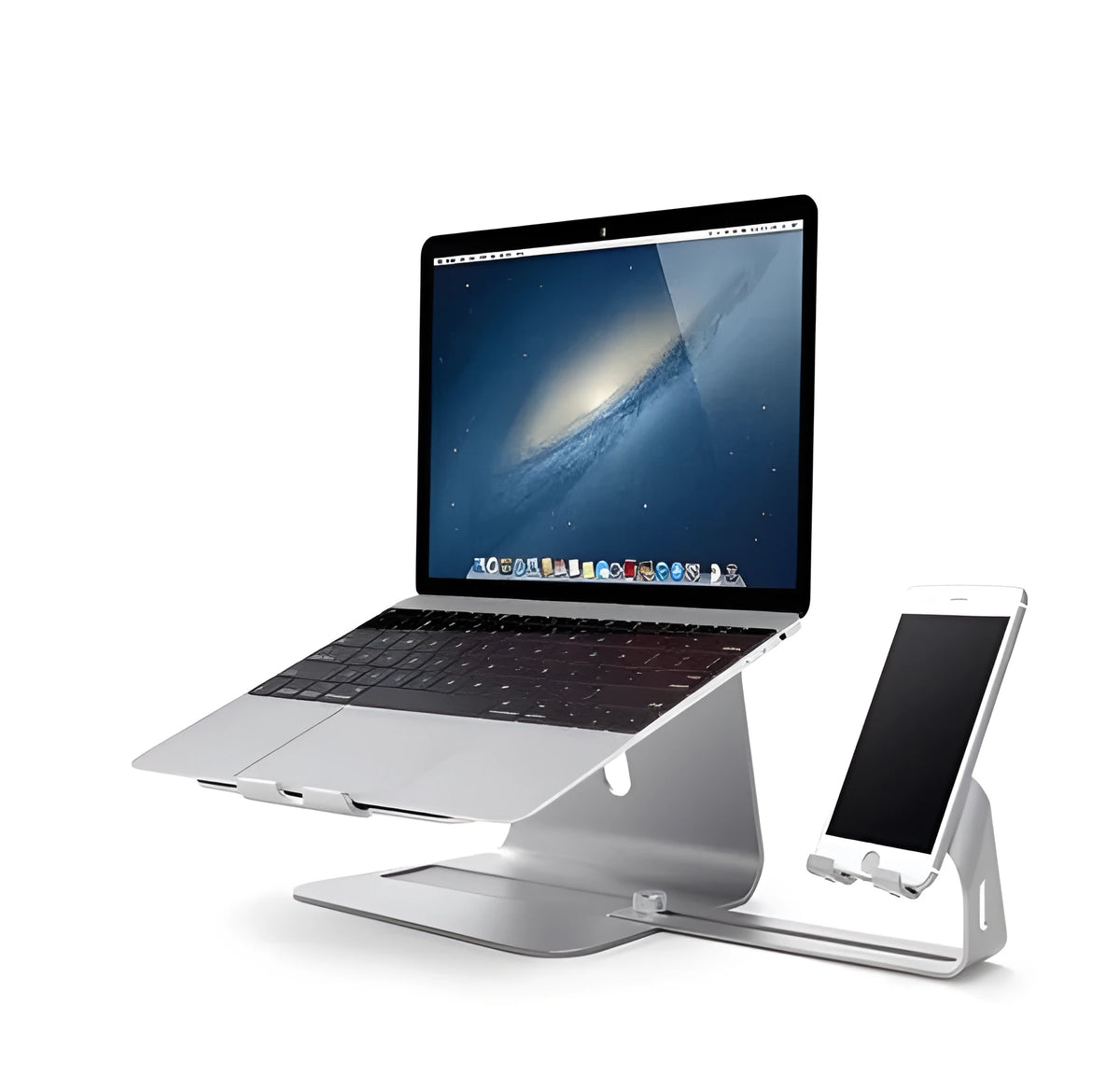 Silver desktop lazy bracket metal monitor riser 26x24x19cm on desk