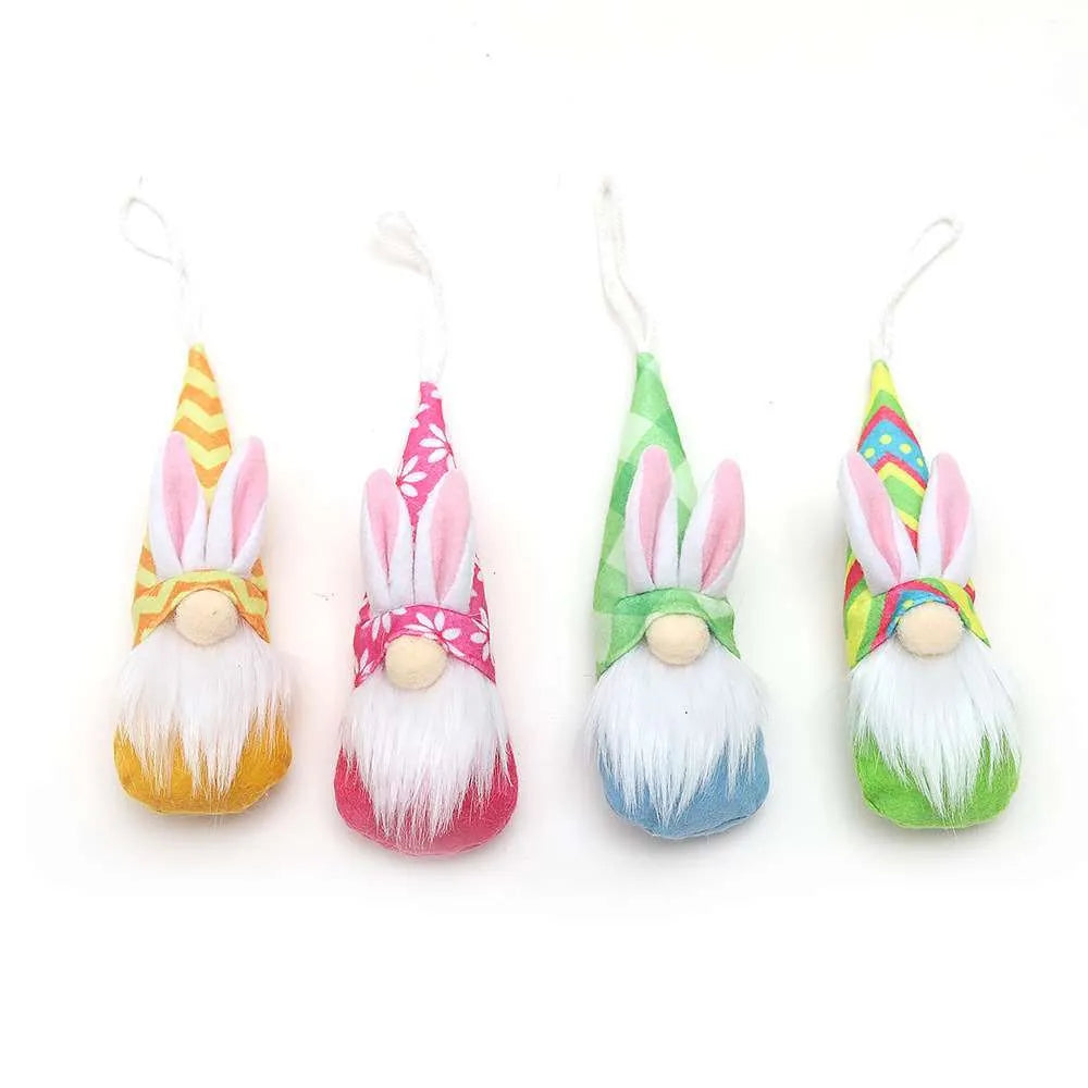 Set of four faceless cloth decorative dolls with beard and ears in colour LFH52 for Easter home decor