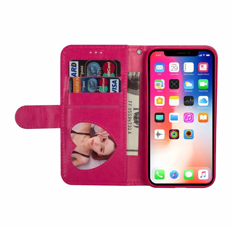PU zipper wallet case for iPhone in multiple colours showing zip closure