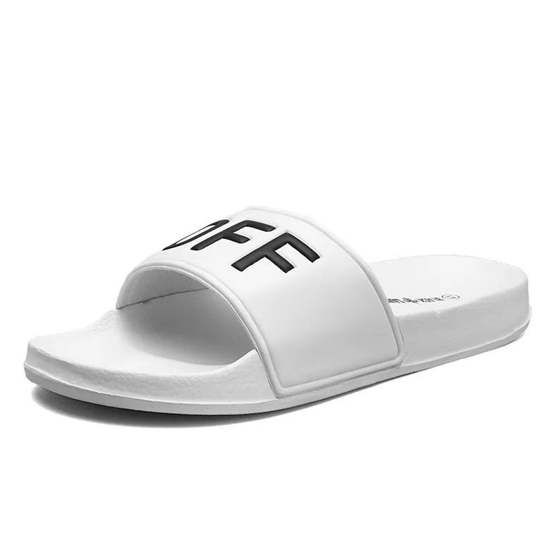 Men's black open-toe slippers with a soft viscose upper and textured rubber sole.
