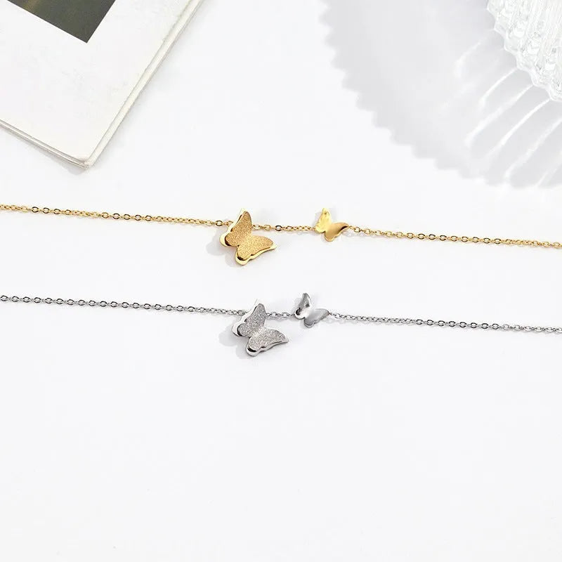 Gold butterfly anklet single chain stainless steel adjustable 21 cm plus 5 cm extension
