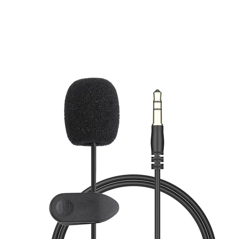 Lavalier clip microphone with in-ear monitors and multiple connector options including 3.5mm and Type-C