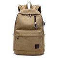 Canvas backpack with USB charging port and laptop compartment in grey colour