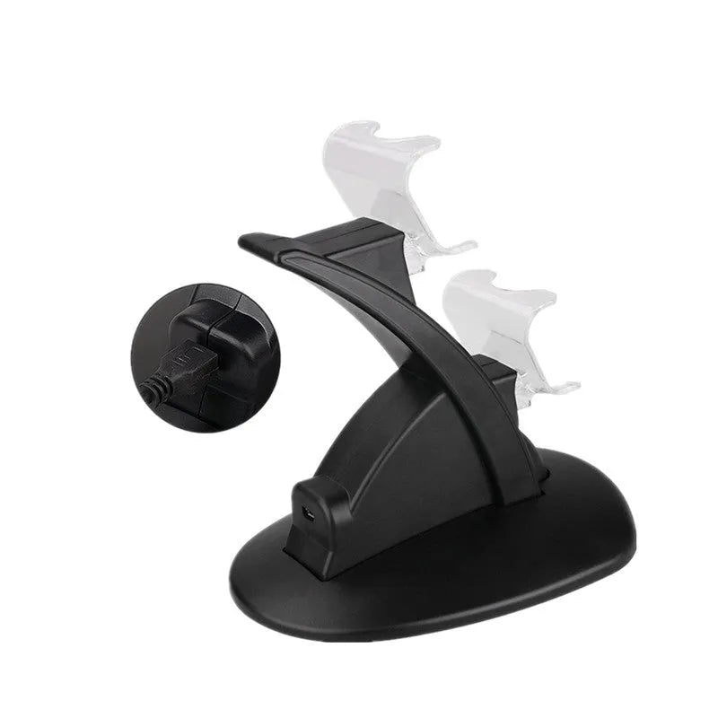 Black Xbox One dual controller charging stand holding two gamepads