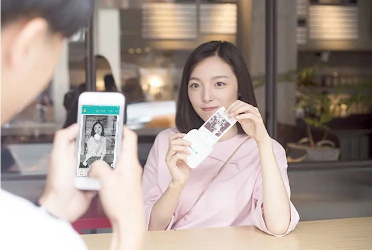 Thermal pocket bluetooth printer 79x79x40mm, pink or white, with 900mAh battery