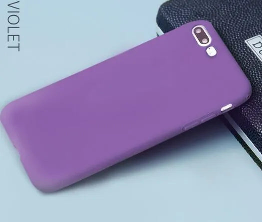Frosted matte soft shell iPhone case in multiple colours, shown on an iPhone.