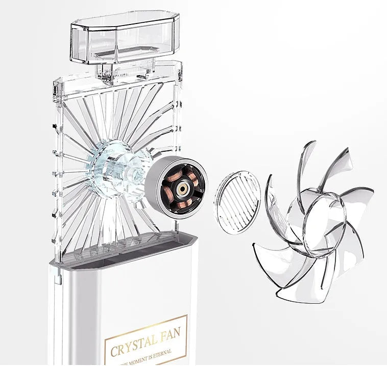 Pink USB perfume fan with rechargeable battery for personal fragrance diffusion