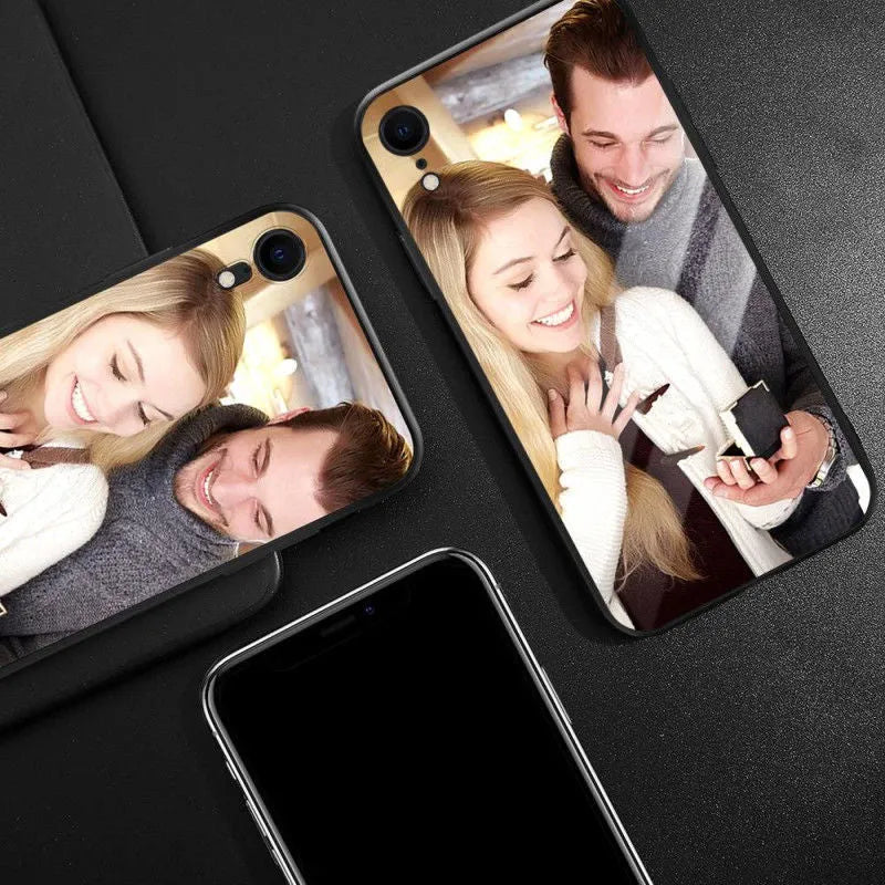 Custom patterned ultra-thin protective case for Apple iPhone models with raised camera and screen edges.