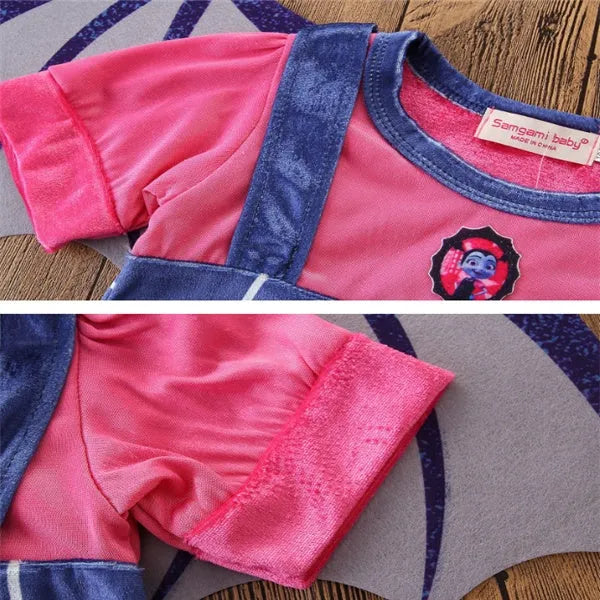 Blue cotton Halloween princess dress for toddlers with short sleeves, shown on child mannequin