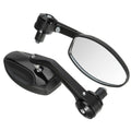 Pair of universal 7/8 inch motorcycle bar end mirrors with 190mm convex anti-glare lens and aluminium body, available in multiple colours