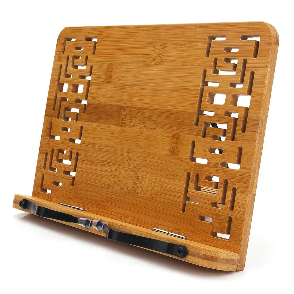 Natural bamboo hollow reading frame in solid wood, S M L sizes, gloss finish, copybook holder