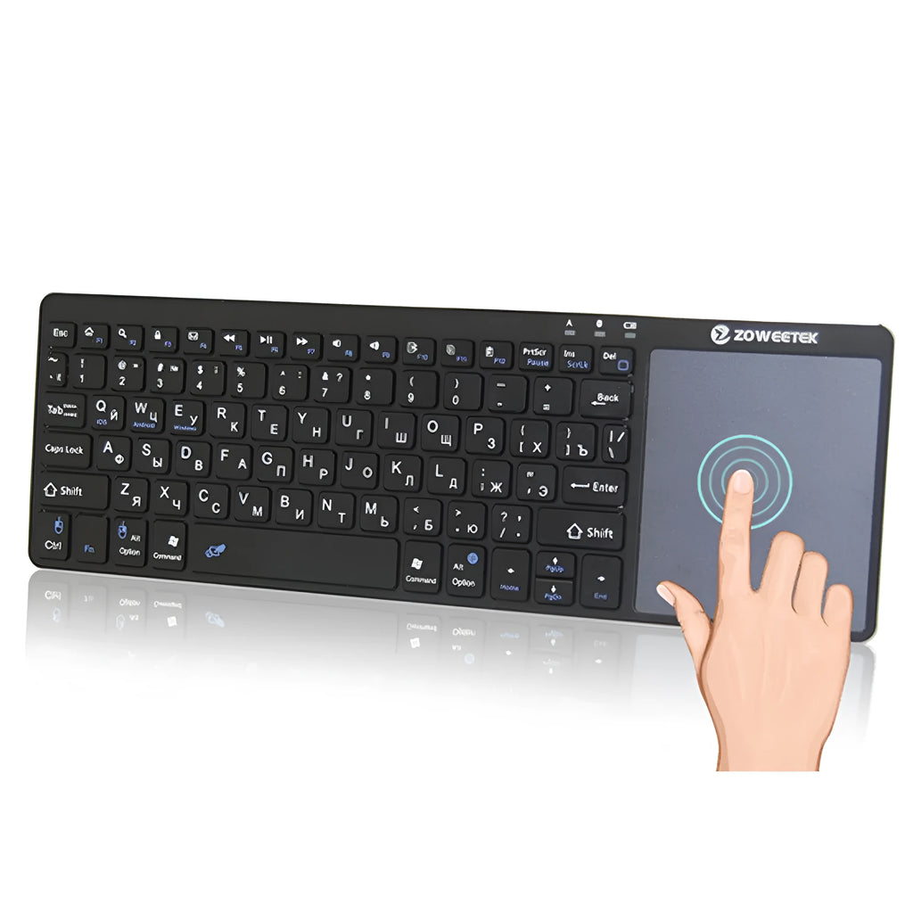 Zoweetek K12BT-1 mini wireless Bluetooth keyboard with touchpad, 80 keys, aluminium steel cover