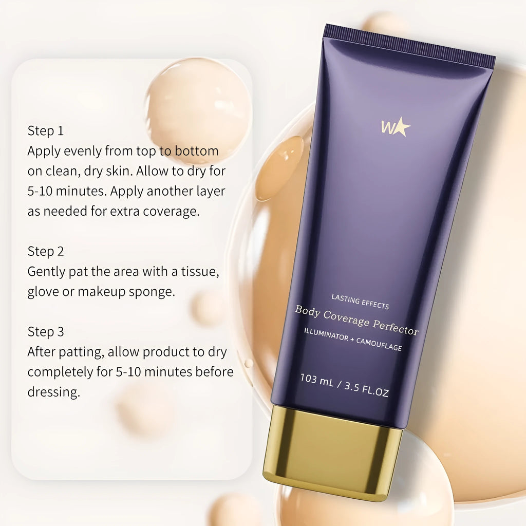 Waterproof body tattoo concealer cream bottle and brush in seven shade variants