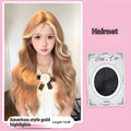 Ladies lace front long curly wig in American highlight gold colour