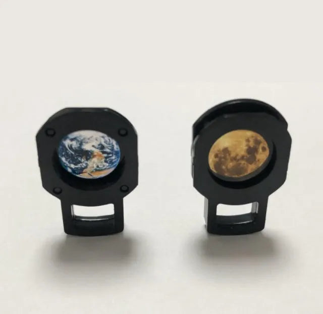 Earth and Moon star projection lamp with adjustable hose bracket showing both celestial projection effects