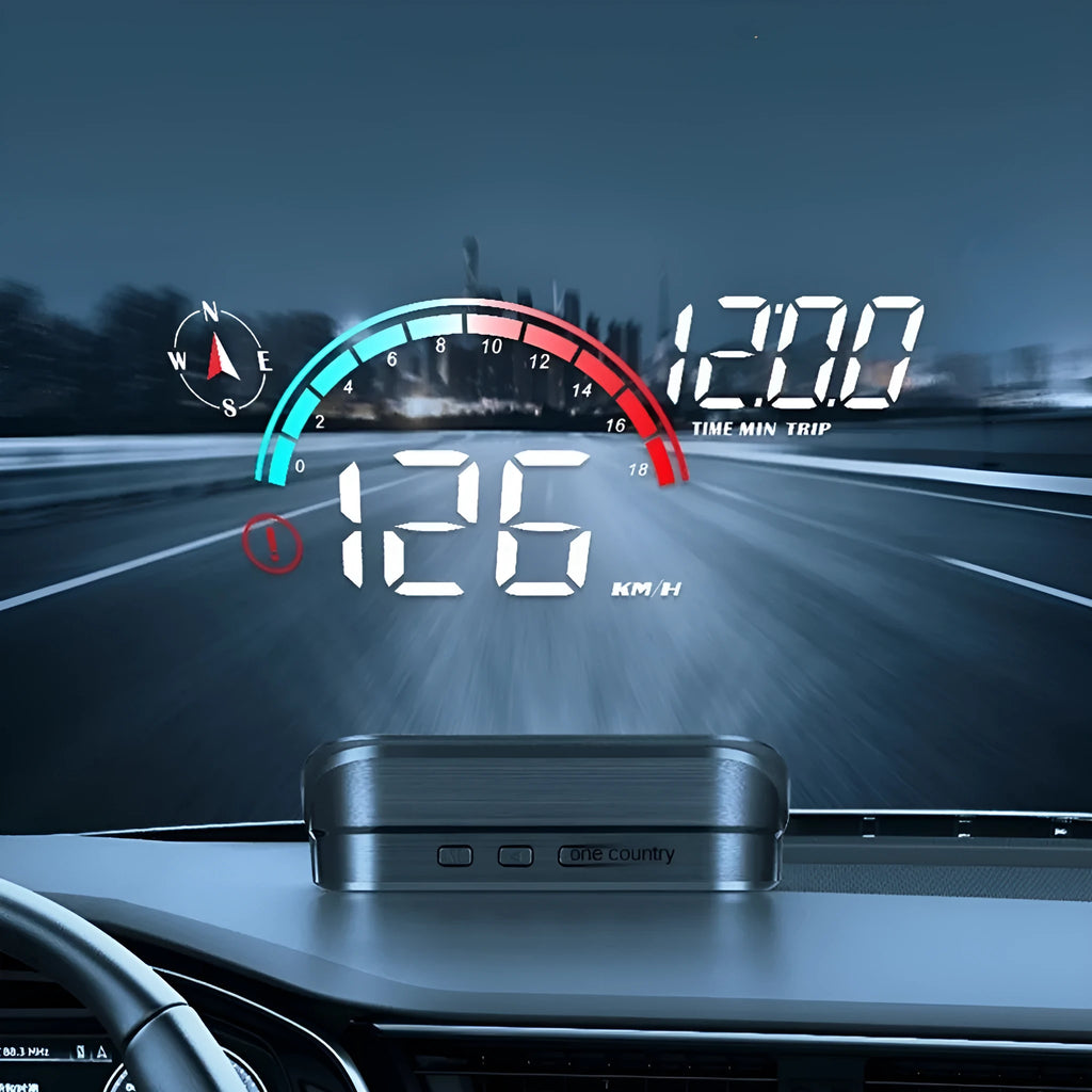 Black car head-up display projector with M22 GPS and speed compass functionality