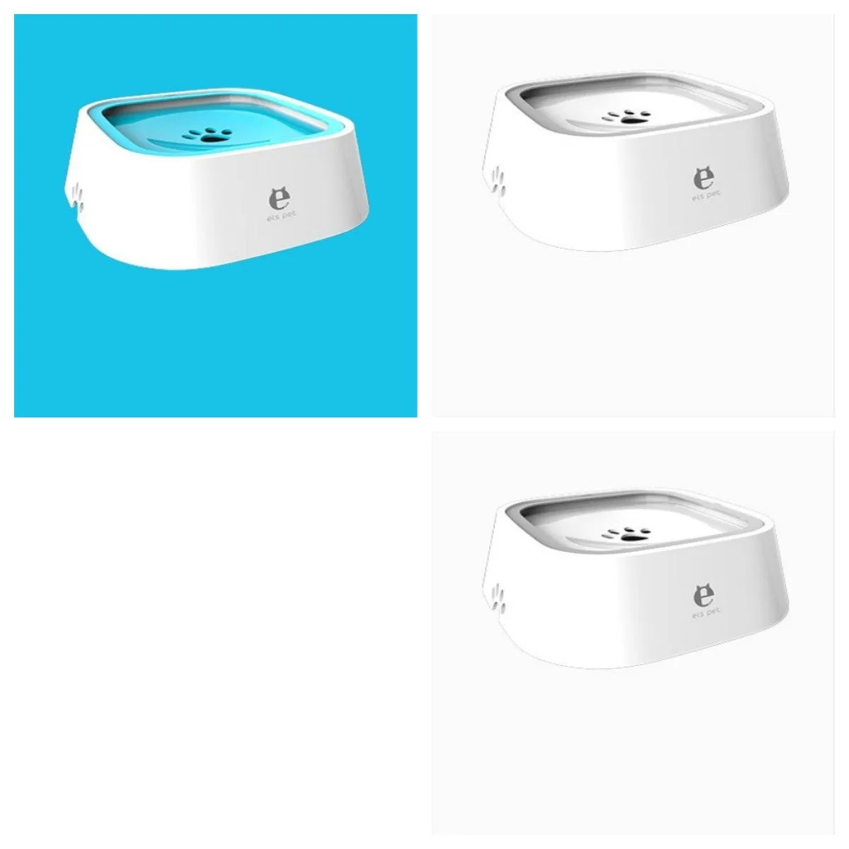 1.5L grey pet water bowl with floating plate, ABS and PP construction, anti-overflow design