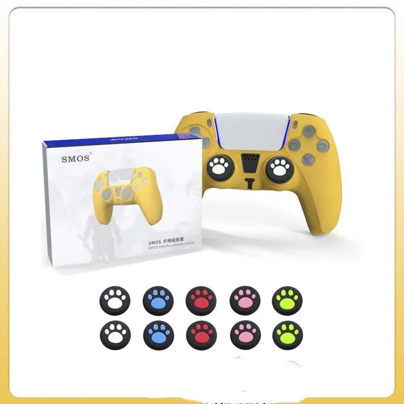 Gaming controller silicone sleeve dust cover with rocker caps in blue, pink, red, white, yellow