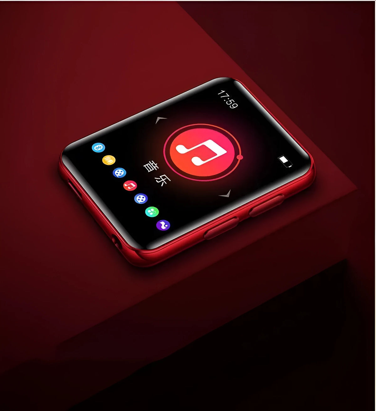 Touch screen MP3 MP4 player with 2.0 inch display, TF card slot, USB 2.0 and 3.5mm jack in red, blue or black