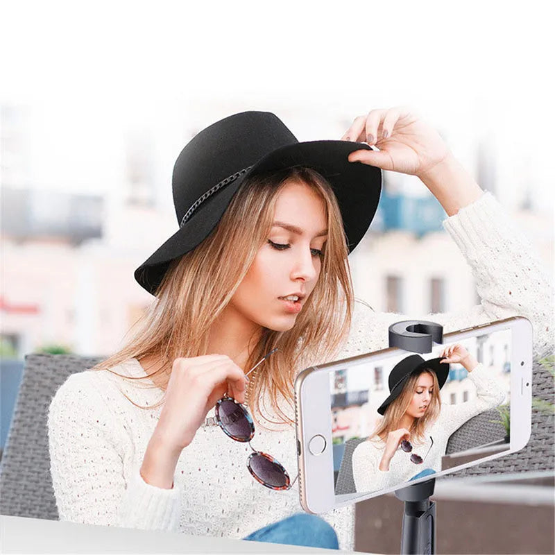 All-in-one selfie artifact with stainless steel construction and Bluetooth remote control for mobile phone photography