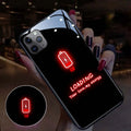 LED light up iPhone case with tempered glass back, cartoon design, glows for calls and messages, available in six colours.
