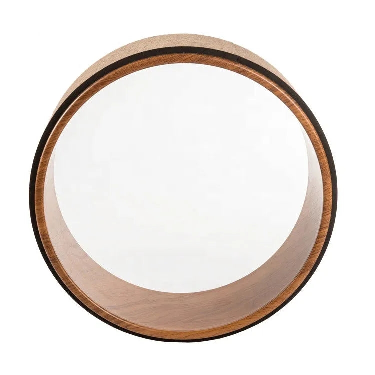 Back bending weight-bearing high yoga wooden yoga ring with cork surface on fitness mat