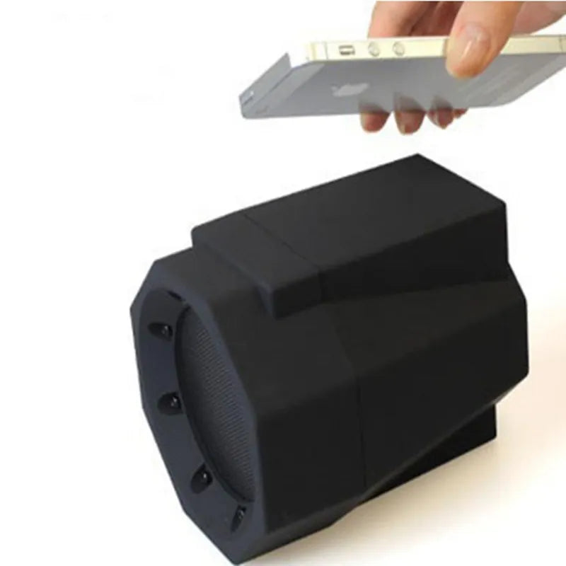 Smart Magnetic Induction Resonance Speaker in black, 15.5x12.5x11cm, with USB charging port
