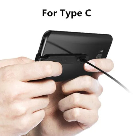 90 degree L-bend gaming charging cable with suction cup attached to a phone
