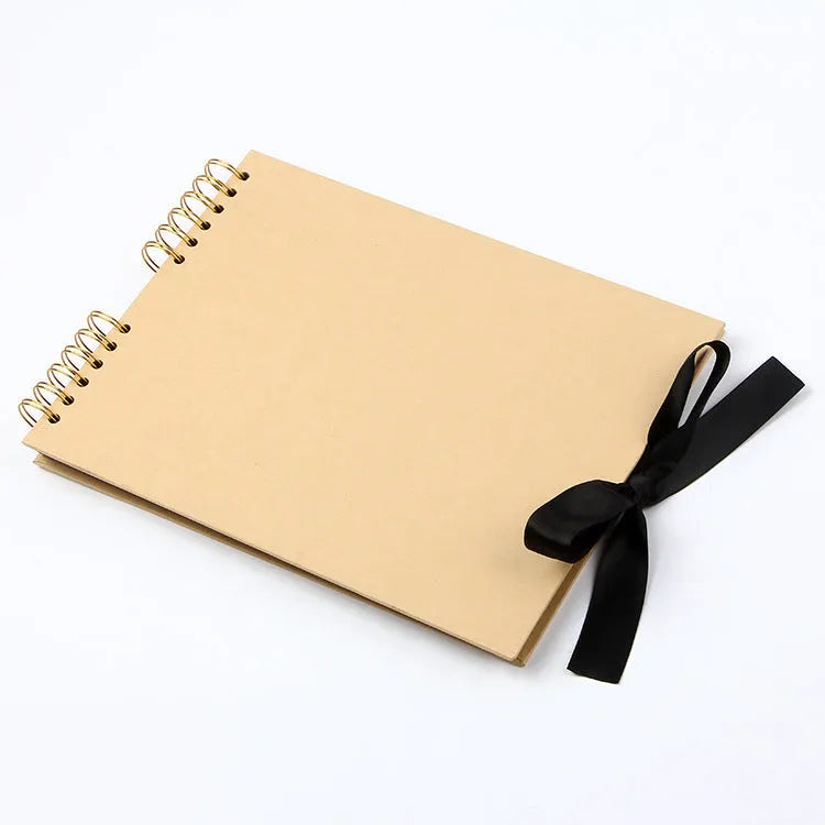 DIY handmade photo album with coil binding in portrait orientation