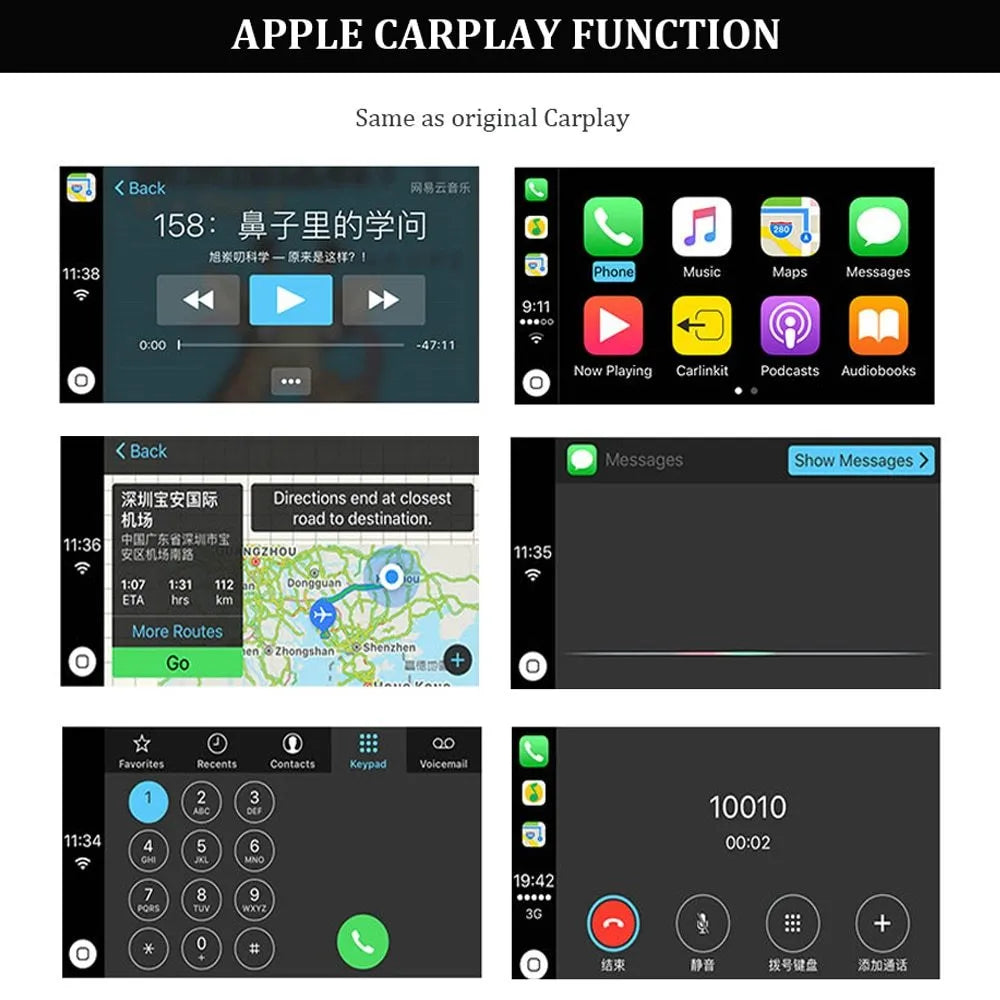 Black Wireless CarPlay USB dongle for connecting iPhone to Android car stereo systems.