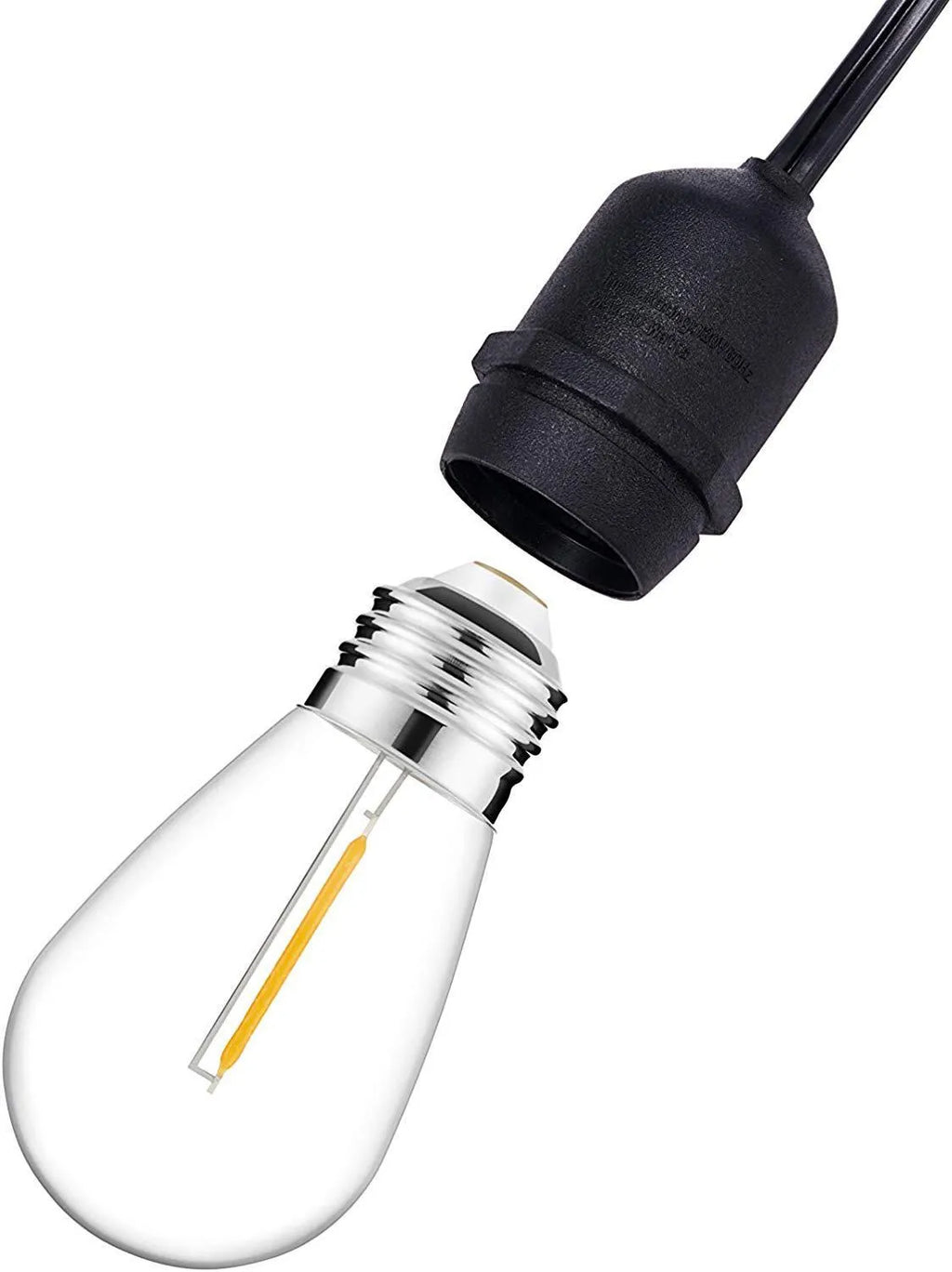 Waterproof outdoor solar string lights with LED bulbs and integrated solar panel for garden illumination
