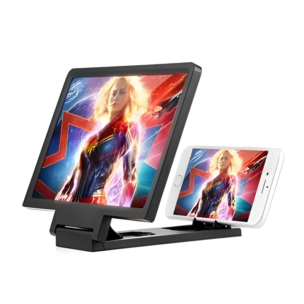 Black and white portable screen amplifier magnifier measuring 18cm long by 12cm wide