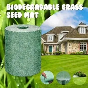 Biodegradable grass seed mat roll 20cm wide by 300cm long for garden soil erosion control and seedling raising