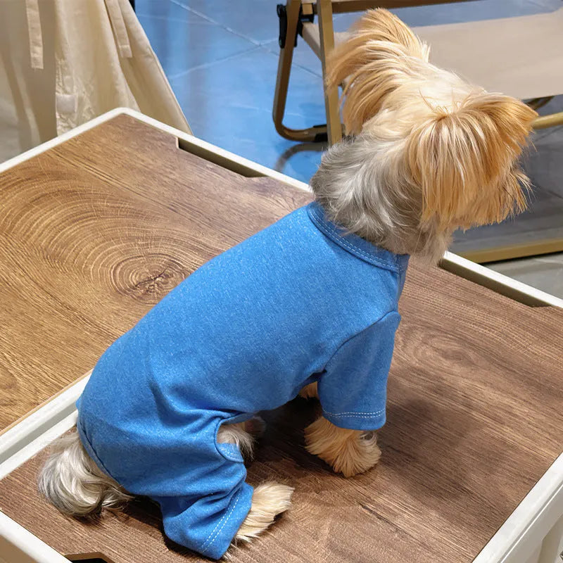 Four-legged cotton pet undershirt for small dogs in solid colour, sizes S to XXL